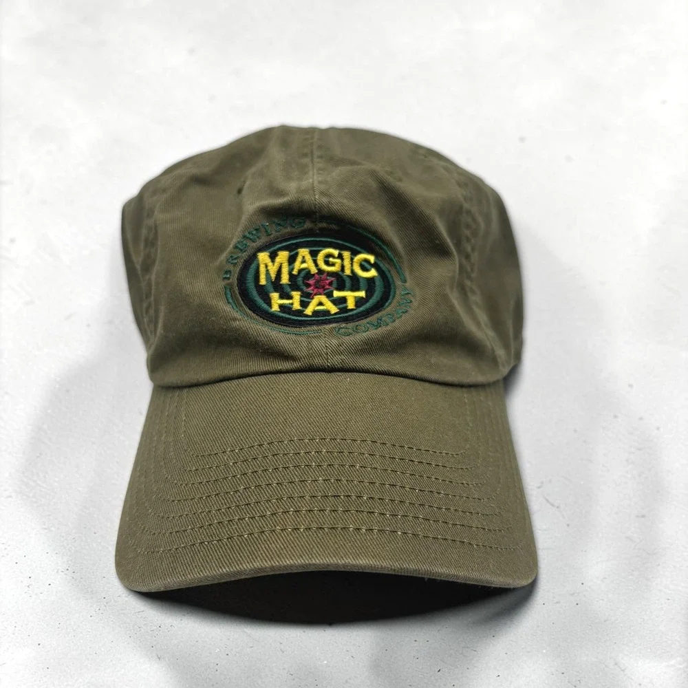 Vintage Baseball Cap Magic Hat Brewing Company One Size Olive Green 100% Cotton